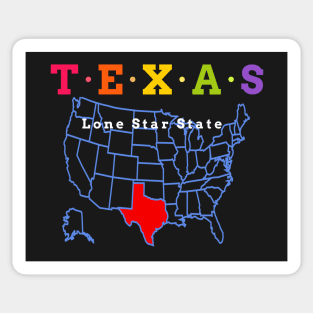 Texas, USA. Lone Star State. (With Map) Sticker